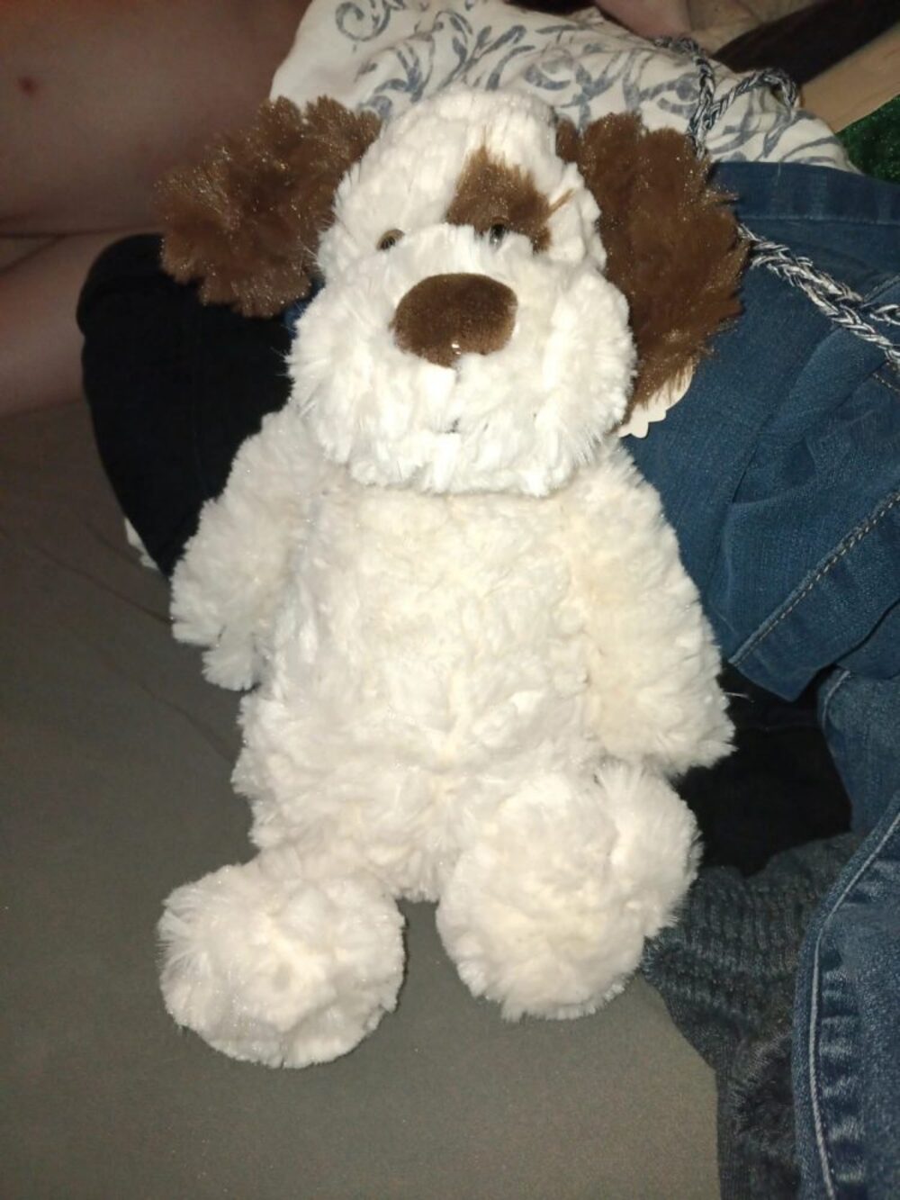 chelsea teddy bear co. fuzzy bunch puppy dog white/brownNew w tags